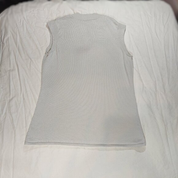 Anne Klein Silver/Gray Metallic Sleeveless Knit Scoop Neck Top Large - Picture 2 of 6